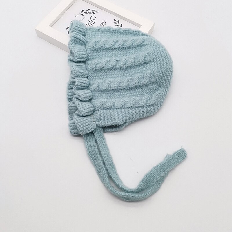 LXA-Winter Baby Girls Toddler Solid Print Hats With Ruffle Casual Caps Headwear: Green