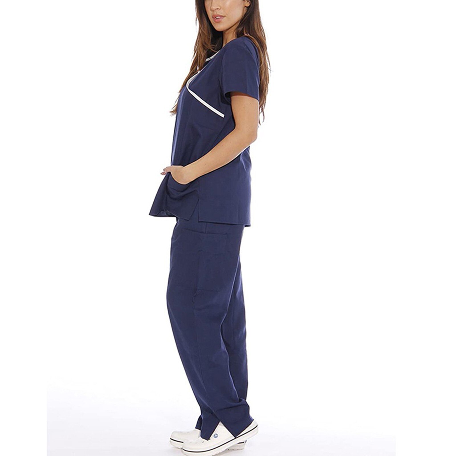 Nurse Uniform Set Women Short Sleeve V-neck Tops+pants Nursing Working Uniform Set Suit Dentista T Shirt Women Scrubs Women