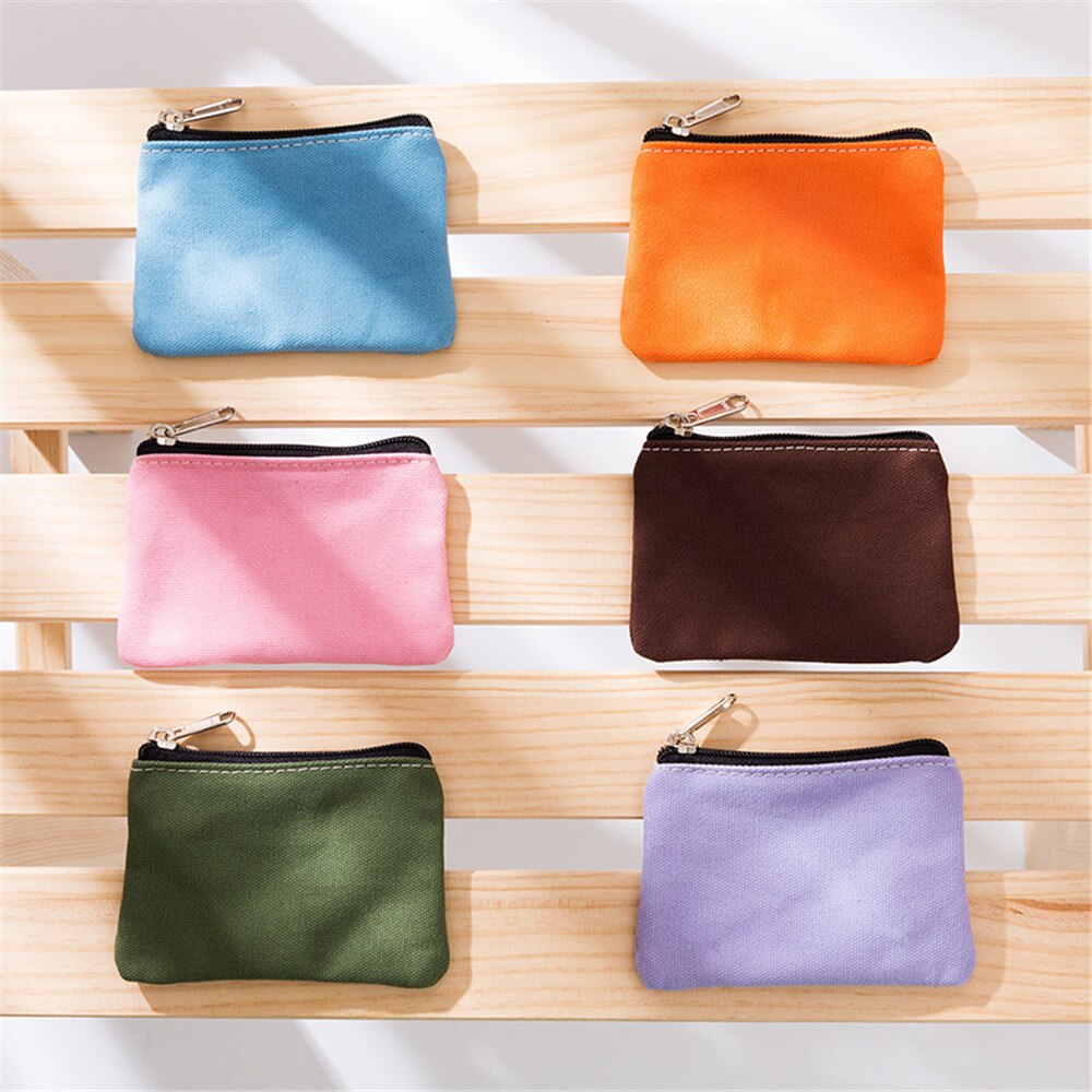 Stijl Katoenen Canvas Portemonnee Pure Kleur Eenvoudige Doek Coin Kleine Tas Voor Mannen En Vrouwen Kaart Portemonnee Sleutel rits Opbergtas