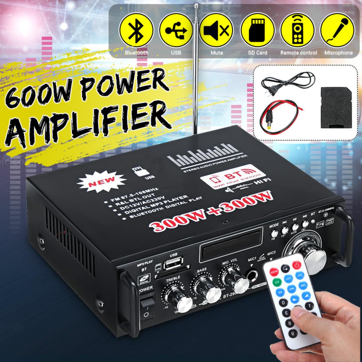 600W Home Amplifiers bluetooth Audio Power Amplifier Subwoofer HIFI Home Theater Amplifiers Sound Speaker LED Car Amplificador