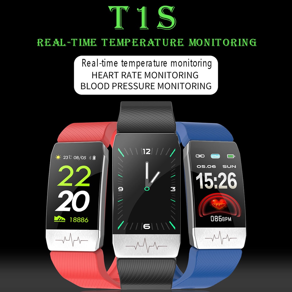 Op voorraad! lichaamstemperatuurmeting slimme armband hartslagmeter sporthorloges slimme band  ip67 waterdichte smartwatch
