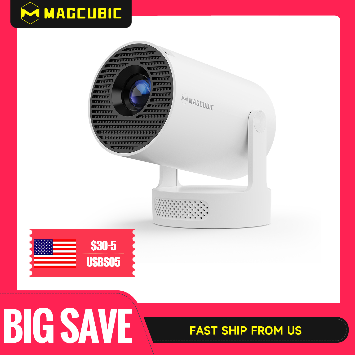 Magcubic HY300 Pro+ 2025 Android 11-Projektor, 300 ANSI Lumen, WiFi 6 Bluetooth 5.4 1080P, unterstützt 4K tragbarer Außenprojektor mit