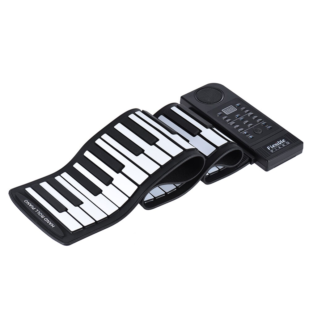 61Keys Foldable Piano Electronic MIDI Silicon Keyboard with Built-in Loud Speaker Supports Recording/Teaching/Playback Functions