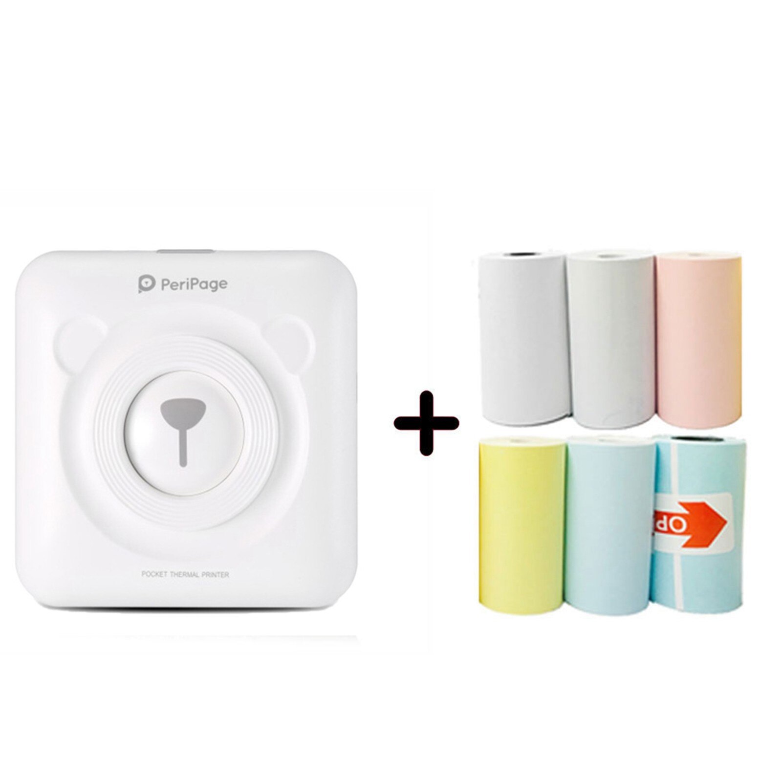 Portable Bluetooth 4.0 Thermal Photo Printer Wireless Inkless Mini Pocket Printer for iOS Android PC w/ Soft Case Fotos: White 