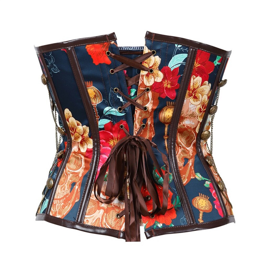 Dame steampunk korsett topp korse kvinner gotisk overbust bustiers korsett sateng imitert skinn bodice baskisk undertøy sexy