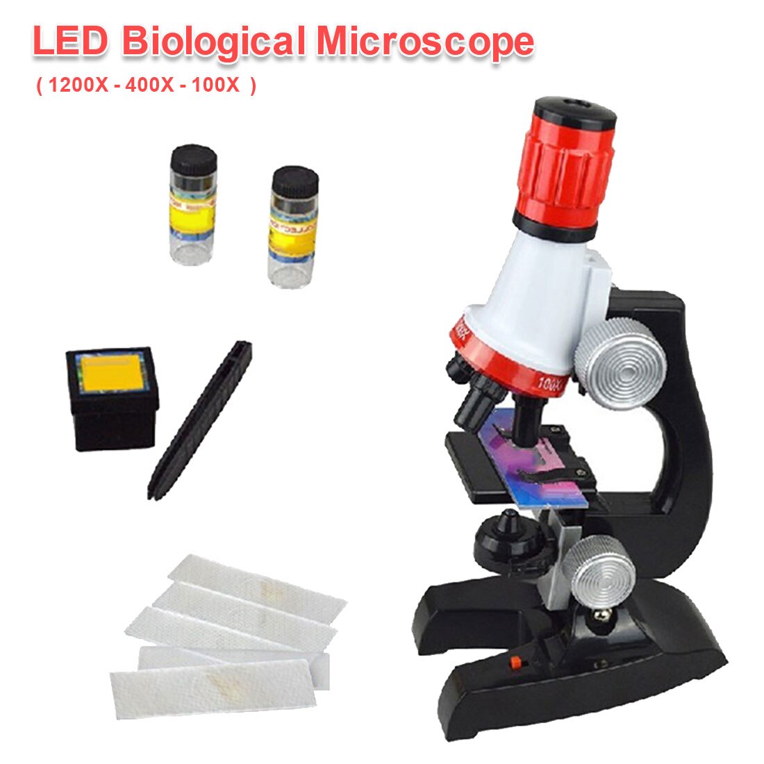 Led Microscoop Kit 100X-400X-1200X Lab Home School Wetenschap Educatief Speelgoed Geraffineerde Biologische Microscoop Voor Kinderen Kind