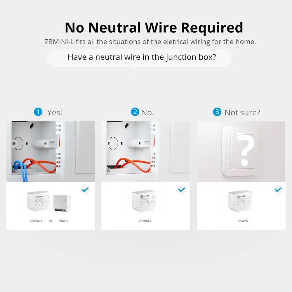 Sonoff ZBMini-L Zigbee Mini Schalter KEINE Neutralen Draht Erforderlich Zigbee 3,0 Clever schalten Arbeit mit Sonoff Zigbee Brücke zigbee Donlge