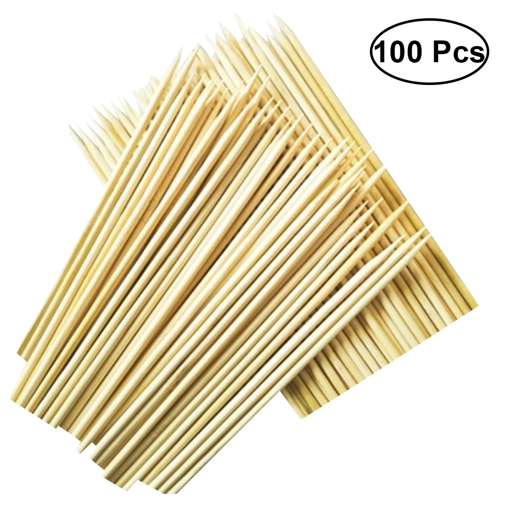 100Pcs Disposable Bamboo Paddle Pick Skewers Roasting Sticks Food Picks for BBQ Use 3mmx25cm