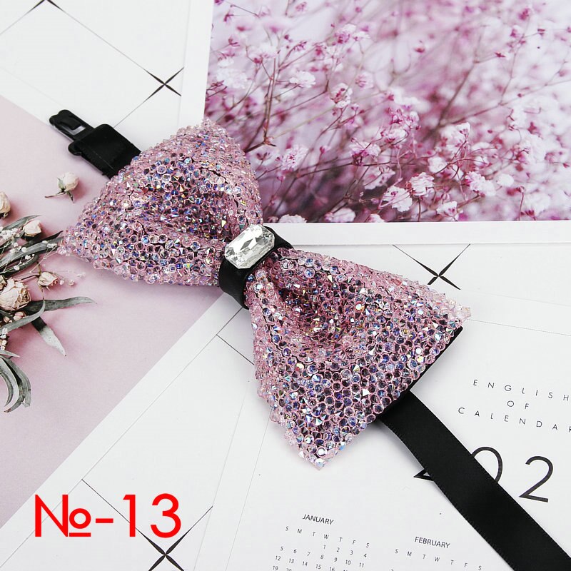 Diamant Zwart Rood Strikje Mannen Voor Strass Kraag Mannen Bowtie Kristal Chaton Super Cool Luxe Wedding Party Strikjes vlinder: 13