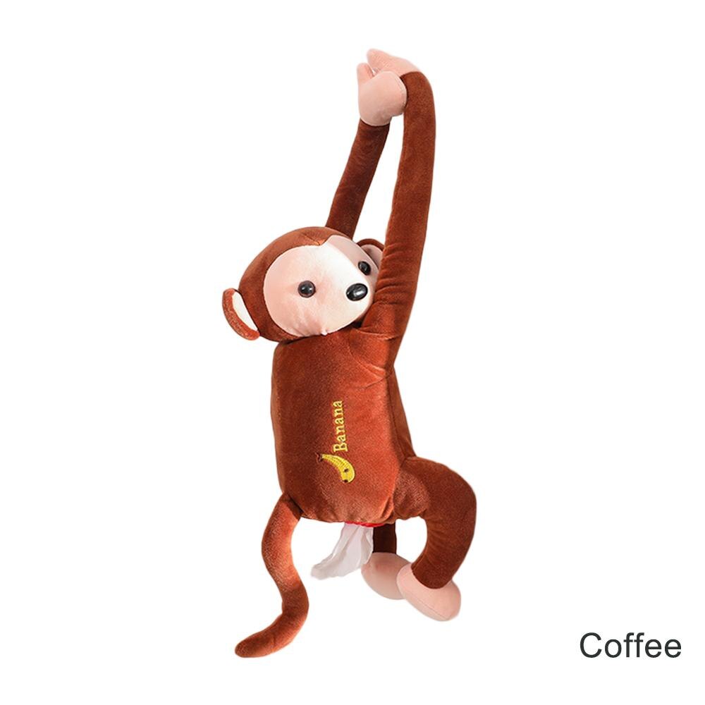 Lovely Portable Monkey Tissue Box Home Office Auto Automobile Car Tissue Box Cover Napkin Paper Holders Cases Car Organization: Brown