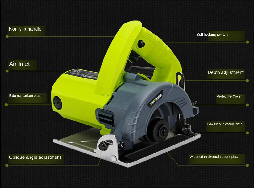 Stone / wood / metal / tile cutting machine, hand-held home multi-function high power circular saw machine