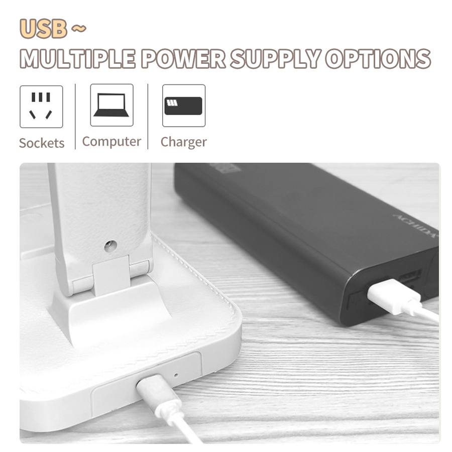 LED-Schreibtischlampe, 3-stufig dimmbar, berühren-Nachtlicht, USB wiederaufladbar, Augenschutz, faltbar, Nachttischlampe, Lesetischlampe