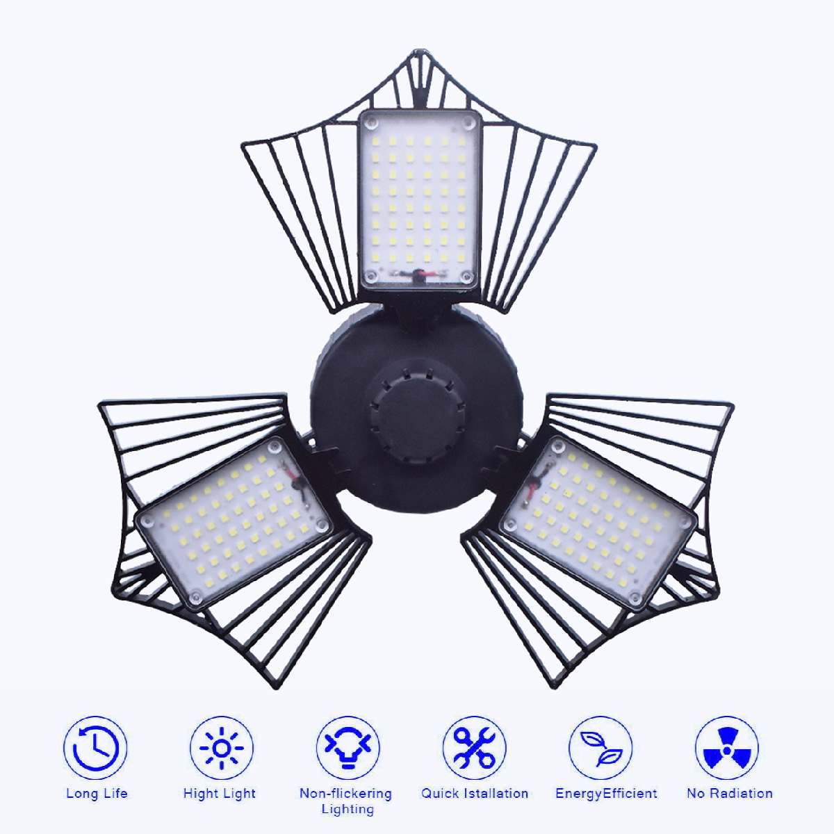 Led garasjelys 100/80/60w e27 led lys treblads gruvelampe deformerbar sammenleggbar lampe 6000lm glødende lys industribelysning
