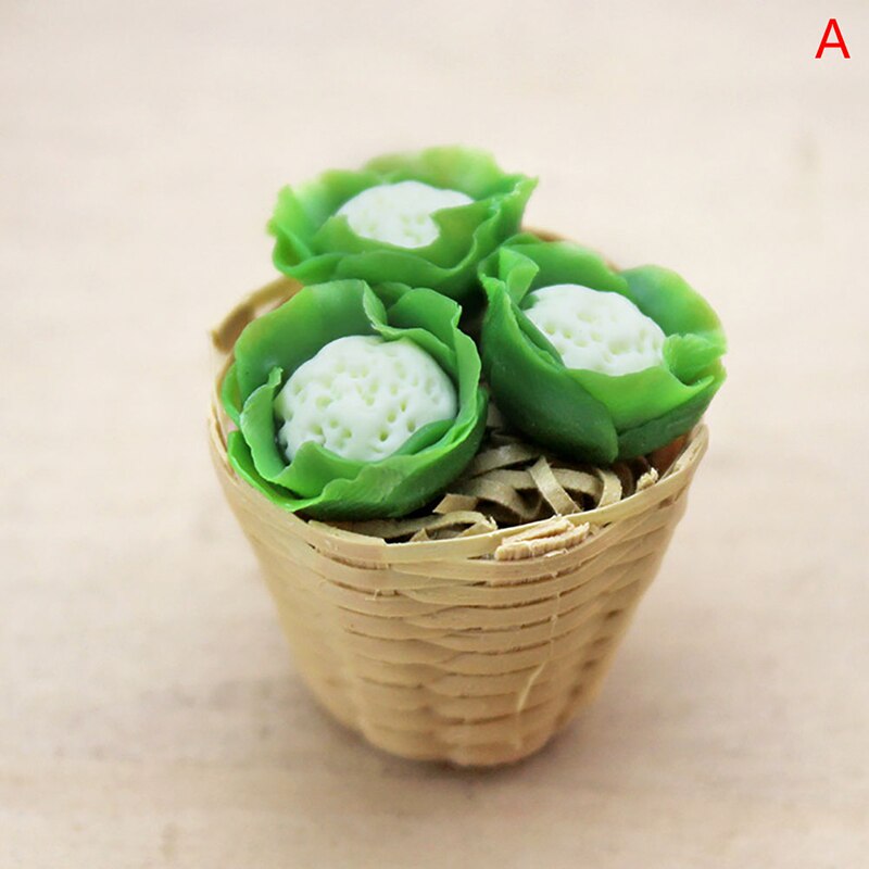 1:12 Mini Simulation Künstliche Obst Und Gemüse Puppe Haus Gemüse Bambus Korb Miniatur Zubehör Für Kinder 1 PC