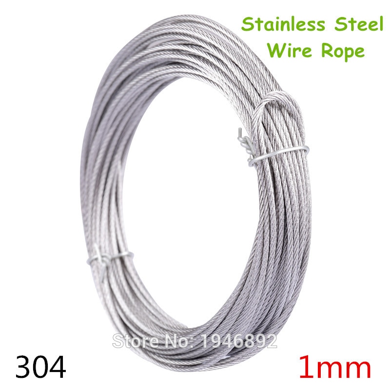 10m/lot 1mm High Stainless Steel Wire Rope Tensile Diameter 7X7 Structure Cable Gray
