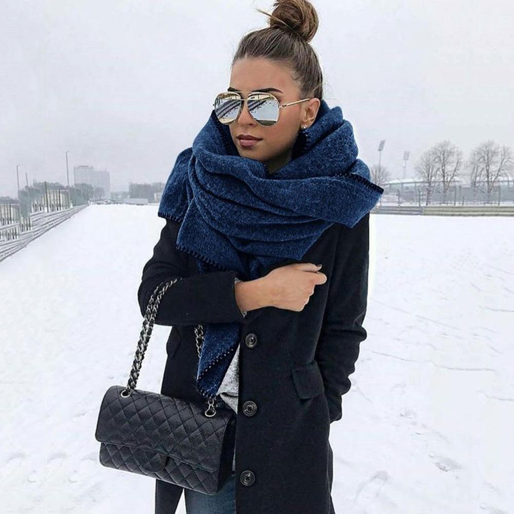Scarf Soft Warm Keeping Fleece Solid Color Shawl Outdoor Neck Wrap for Travel