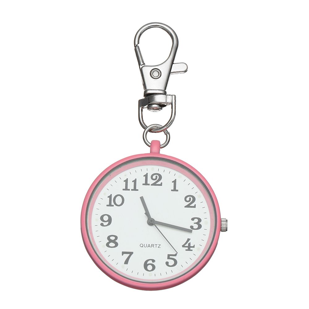 1 stk minimalistisk kvarts lommeur for sykepleier ultratynt åpent ansikt sykepleier klokker bærbar unisex nøkkel spenne anheng klokke: Rosa