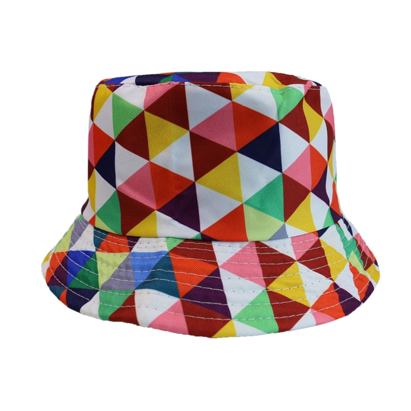 FOXMOTHER Multicolor Regenboog Geometrische Plaid Gedrukt Vissen Emmer Hoeden Zon Visser Caps Mens Womens