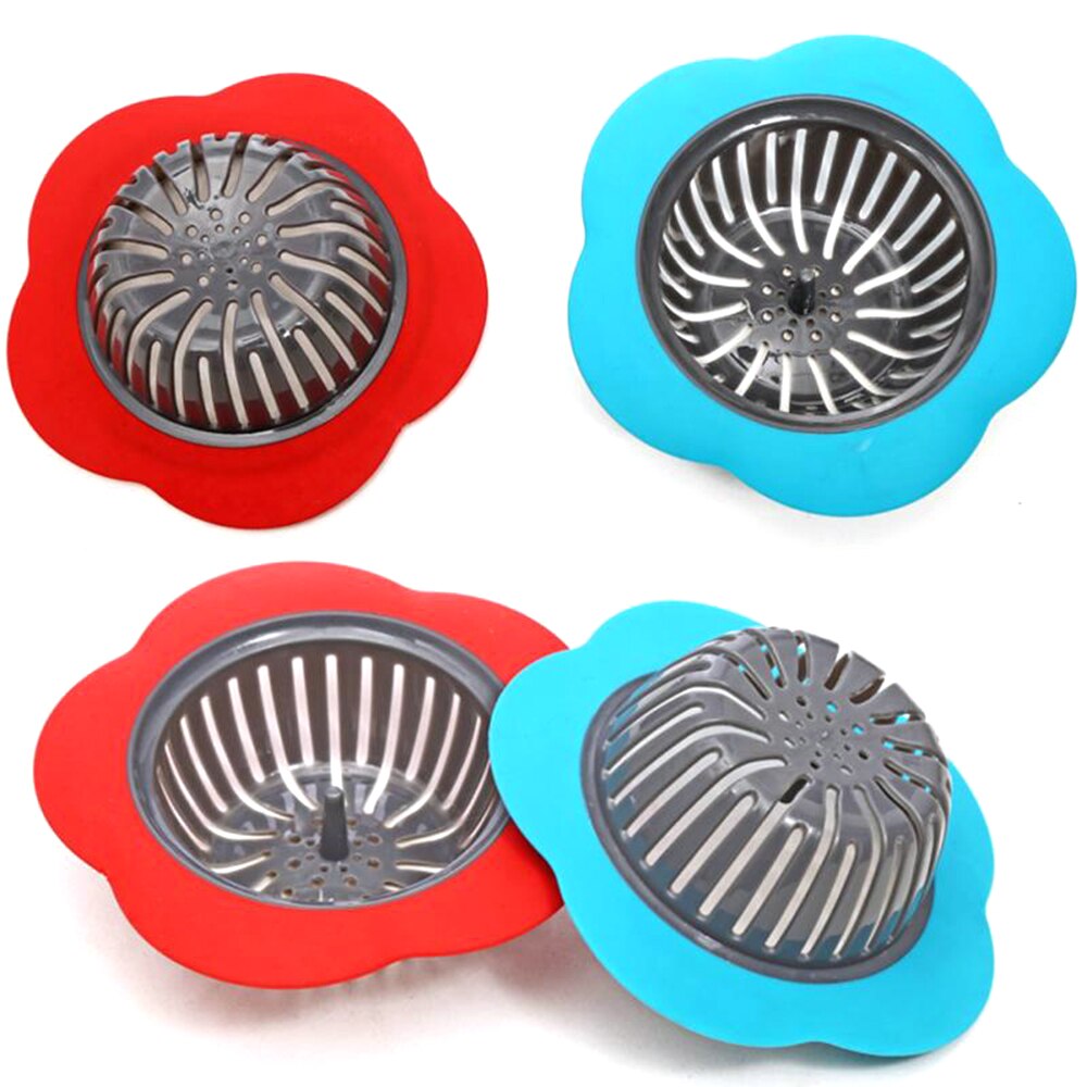 Accesorios de cocina fregadero de silicona colador en forma de flor fregadero de ducha tapa del desagüe fregadero colador Filtro de desagüe para pelo fregadero de cocina