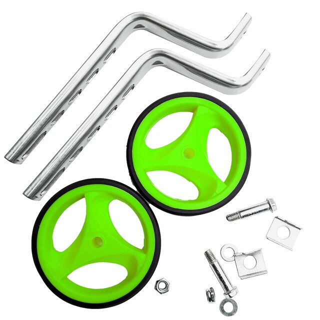 Ruedas auxiliares de bicicleta de equilibrio para niños, suministros de ciclismo universales, 12-20, 1 par: Verde claro