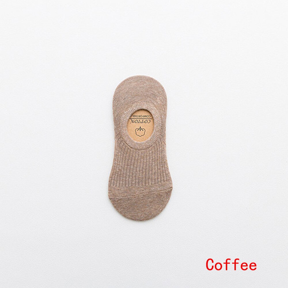 1 Pair Soft Women Socks Solid Color Shallow Mouth Breathable Comfortable Socks Women Cotton Non Slip Boat Cotton Socks: coffee