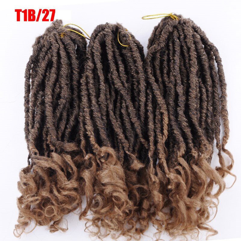 Nu Locs capelli intrecciati all'uncinetto ricci Ombre dea morbida Faux Locs estensione sintetica capelli africani per le donne: Curl1B27  14inch