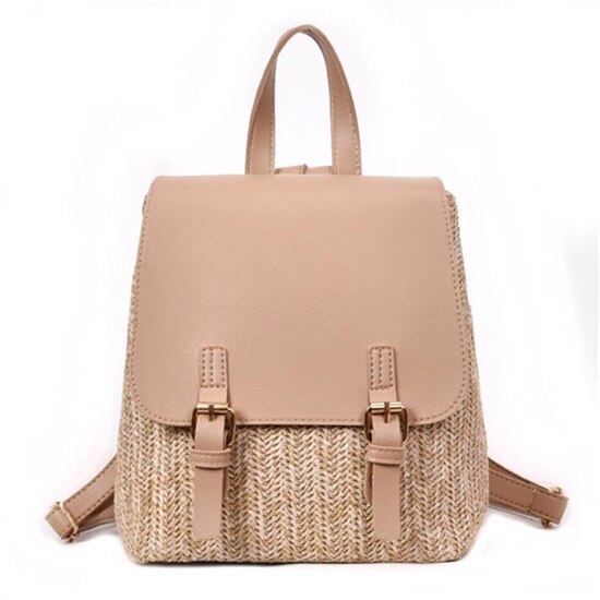 bolsos de paja para mujer, bolso de mimbre de verano hecho a mano, bolsos de playa tejidos, tipo bandolera bolso de hombro, bolso bohemio para chicas, bolso de viaje Bali: Style 3-Khaki