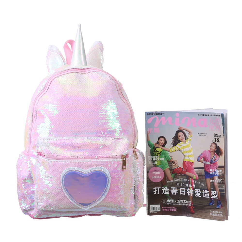 Schooltassen voor tienermeisjes, pailletten, hartvormige reistas, dames, glitter schoudertas, schooltas, mochila feminina