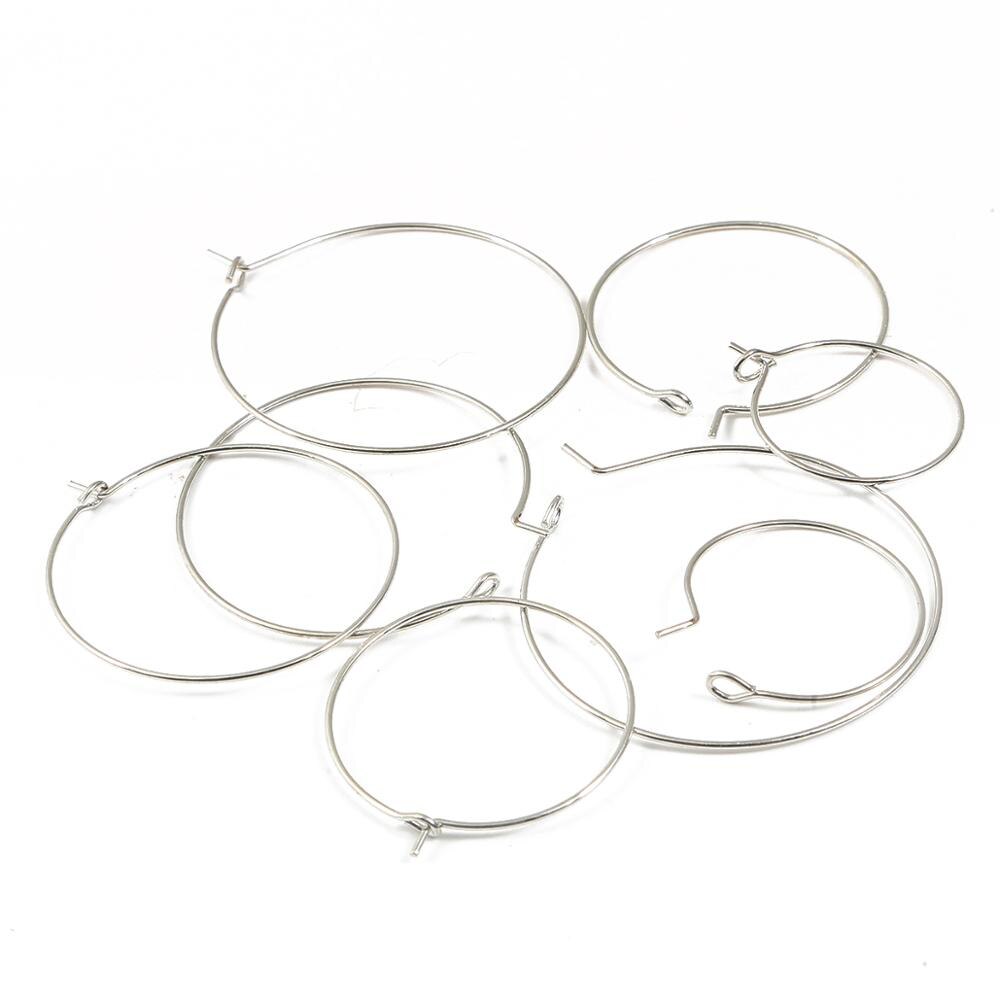 50Pcs Metall Draht Kreis Ohrringe Perlen Hoops Gold Silber Überzogene Weinglas Charm Ringe Für DIY Ohrring Schmuck Machen erkenntnisse