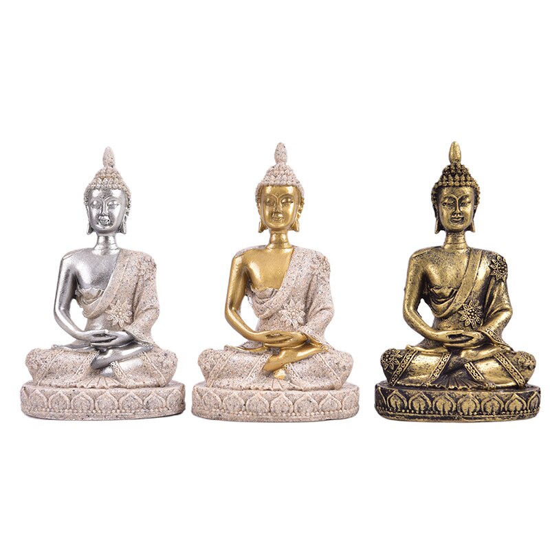 Boeddhabeeld Natuur Zandsteen Thailand Boeddha Sculptuur Hindoe Fengshui Beeldje Meditatie Miniatuur Home Decor