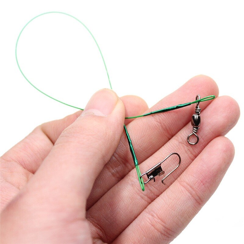 Puremisenesto teräksinen kalastussiima teräslanka, jossa on kääntyvä kalastustarvike lyijysydän talutushihna kalastuslanka 15cm-50cm
