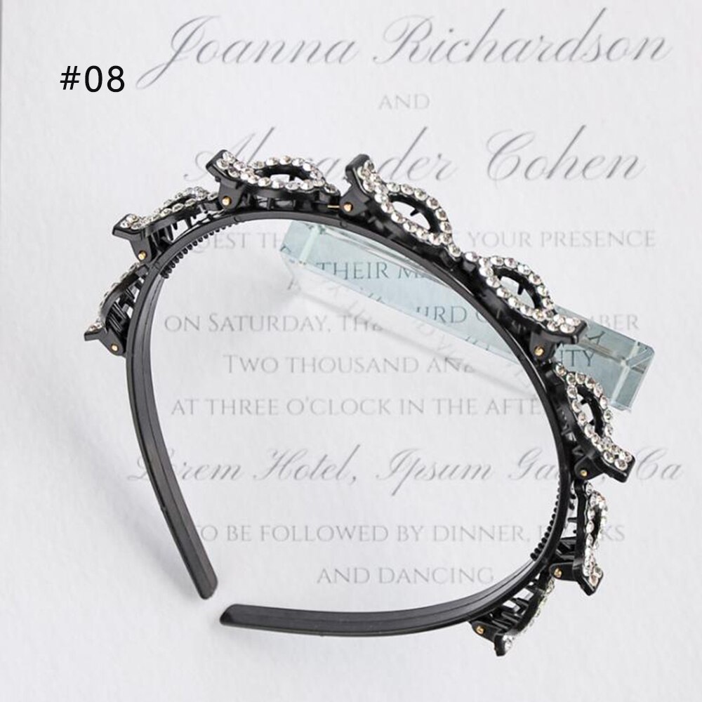 Black Rhinestone Braider Hair Clip Burst Pin Hairdo Bring Hair Hoop Multi-storey Wisp Air Weave Head Hoop 8 in 1 Styling Tool: 8