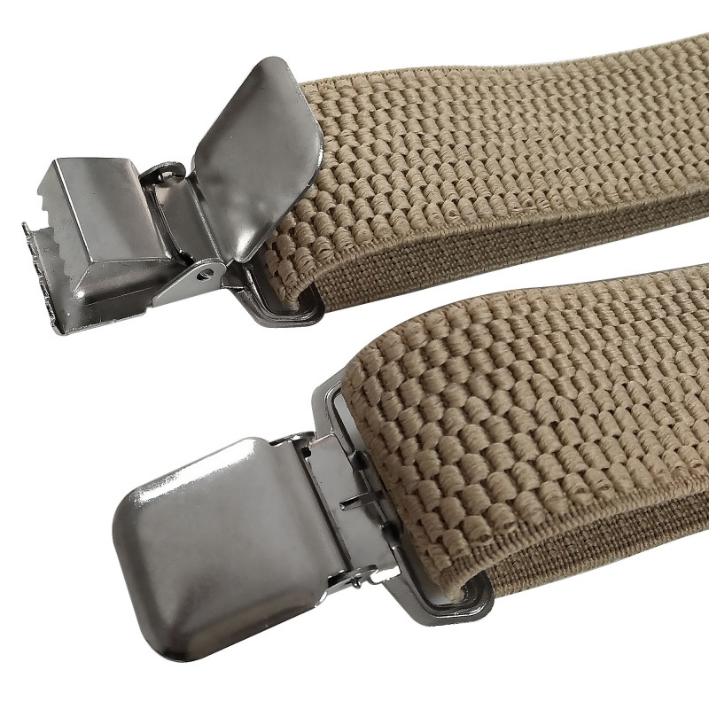 Heren Zware Grote En Lange Bretels 3.8Cm Breed X Terug Met 4 Sterke Clips Verstelbare Elastische Werk Broek bretels-Zwart Bruin