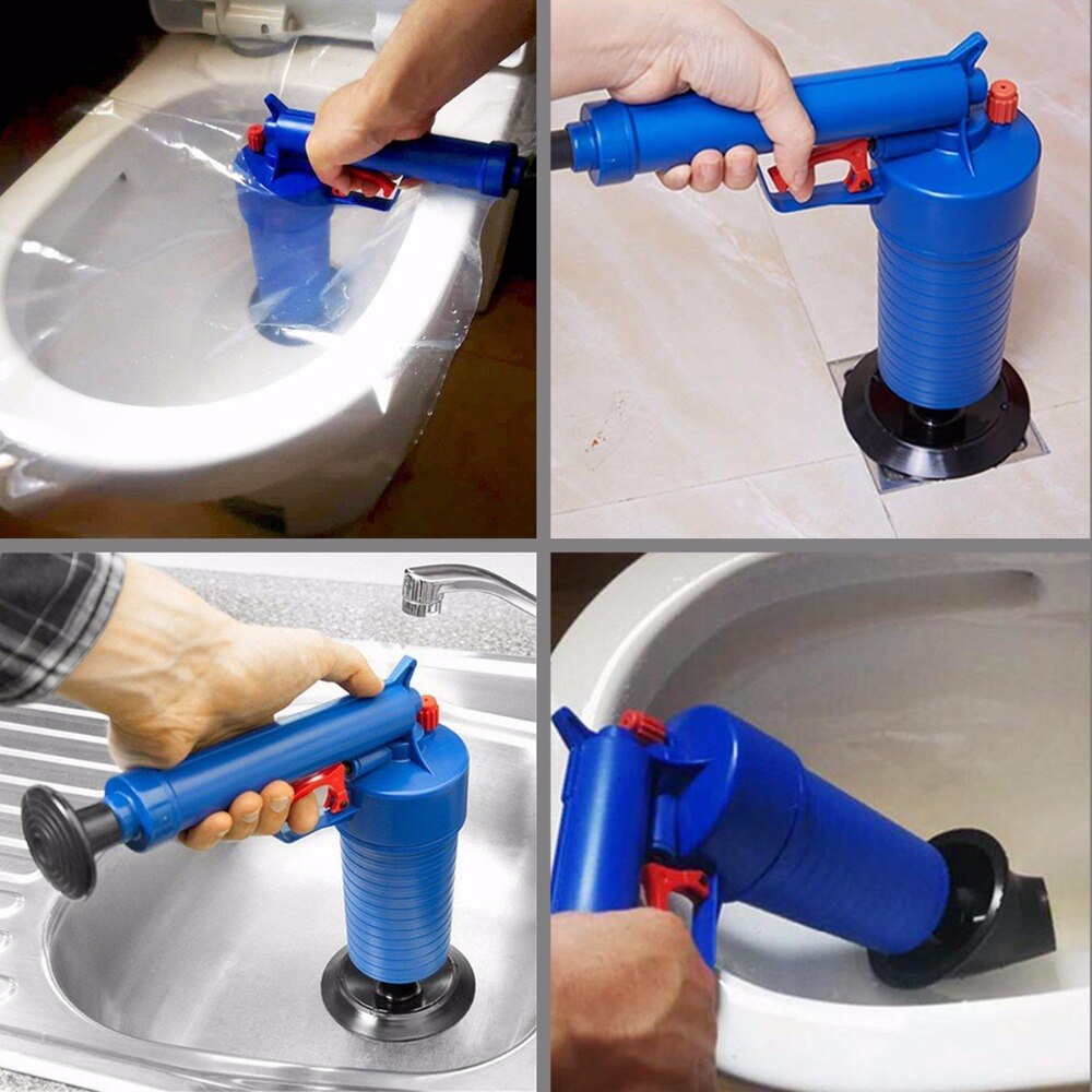 Air Drain Blaster High Pressure Pump Cleaner Unclogs Toilet Sewer Cleaning Brush Kitchen Bathroom Powered Plunger Remover Tool