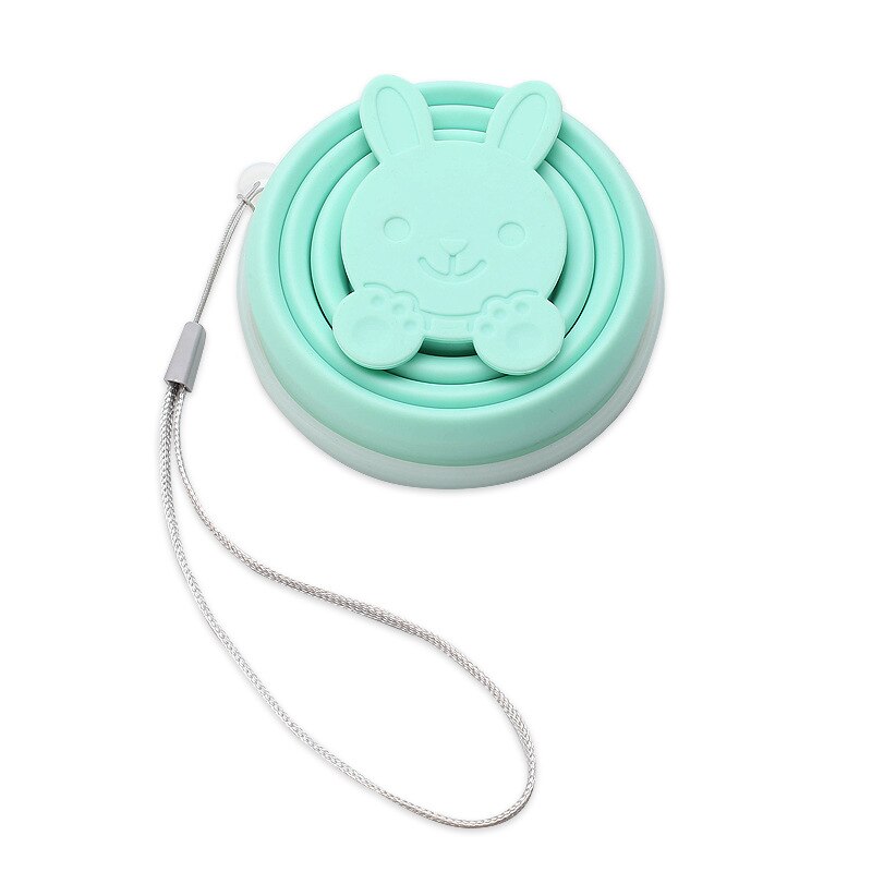 Draagbare Siliconen Cup Opvouwbare 200Ml Outdoor Telescopische Cup Kleine Cartoon Siliconen Vouwen Reizen Intrekbare Gorgelen Cup: Green