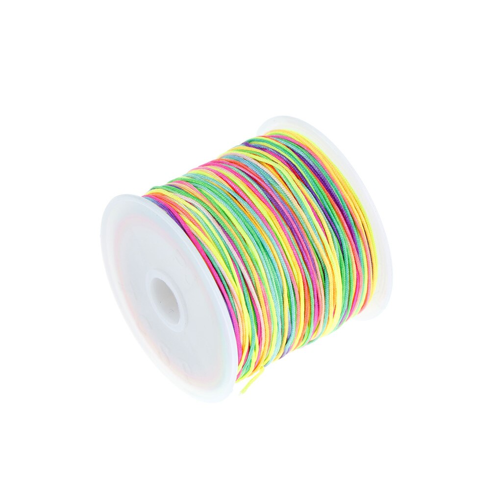 1 Roll/lot DIY Bracelet Necklace Waxed Thread Jewelry Rope 45M Chinese Knot Line Rainbow Tassel Cord