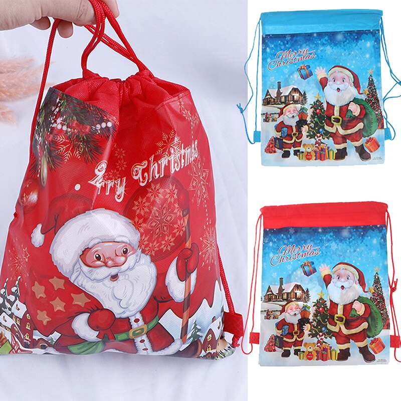 1 pièces père noël sacs à cordon Non-tissé tissu sac à dos anniversaire événement et fête fournitures voyage stockage paquet sacs