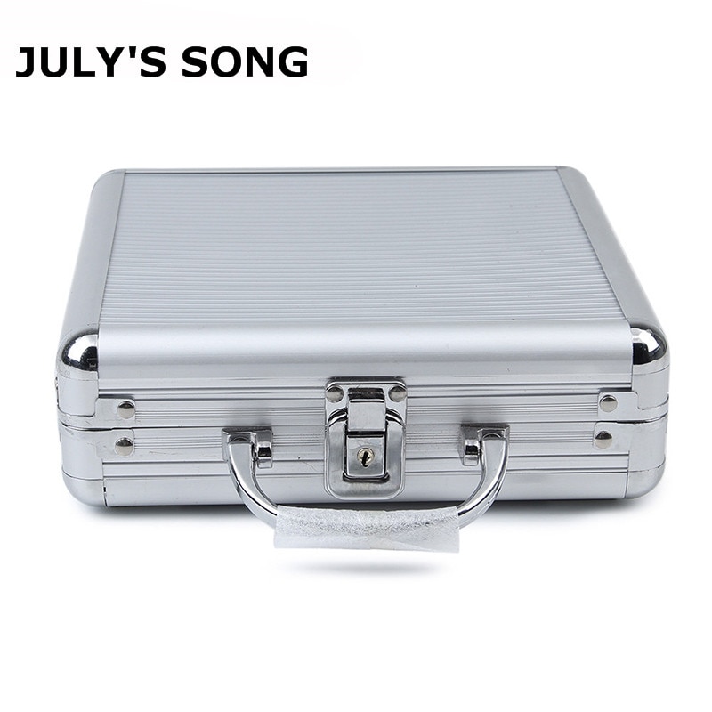 JULY'S şarkı 100 adet kapasiteli Poker fişleri durumda taşınabilir kaymaz bavul alüminyum Texas oyun kartı cips kutusu