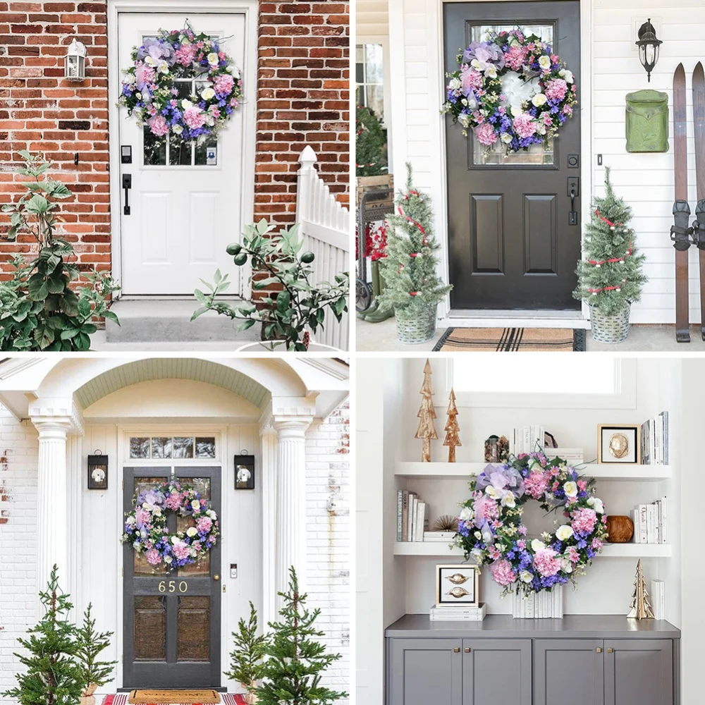 Kleurrijke krans lente deur decoraties muur hangende ornament kunstbloemenslinger voor lente kerst home decor rotan