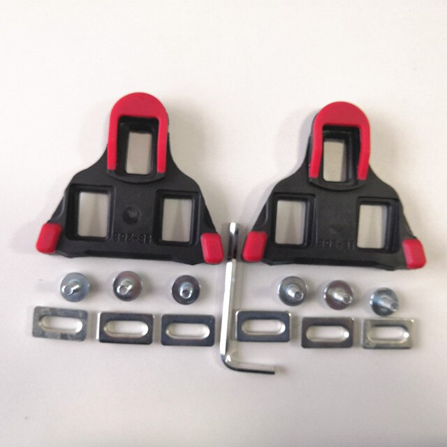 Plastic racefiets mountainbike schoenplaatjes zelfborgende fietsschoenen schoenplaatjes met slot set fietspedaal accessoires spd fiets schoenplaatjes: Rode spd racefiets