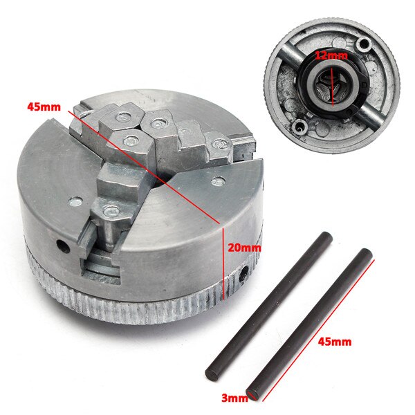 3 Jaw Zelfcentrerende Klauwplaat M12x1 45Mm Metalen Scroll Klauwplaten Voor Boren Freesmachine Onderdelen Diy Mini Draaibank accessoires