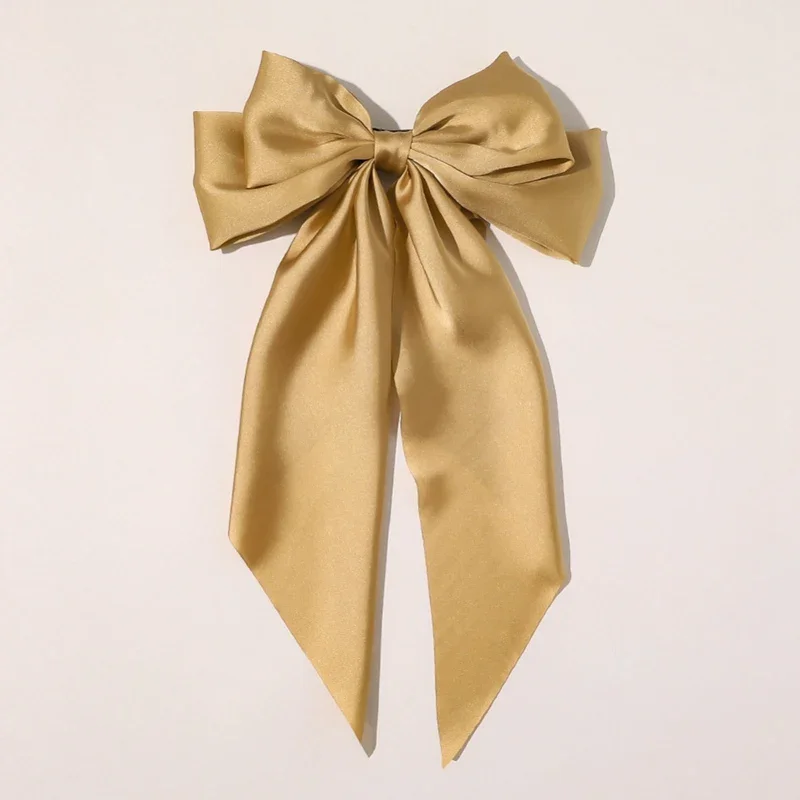 Épingle à cheveux à grand nœud pour femmes et filles, bandes de sauna coréennes, barrettes à gros nœud papillon, pince à queue de cheval pour document solide, accessoires pour cheveux de mariage: Champagne