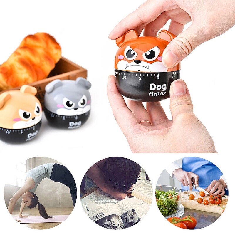 Cartoon Dog Kitchen Timer Cooking Baking Mechanical Alarm Sleeping Remind Clocks