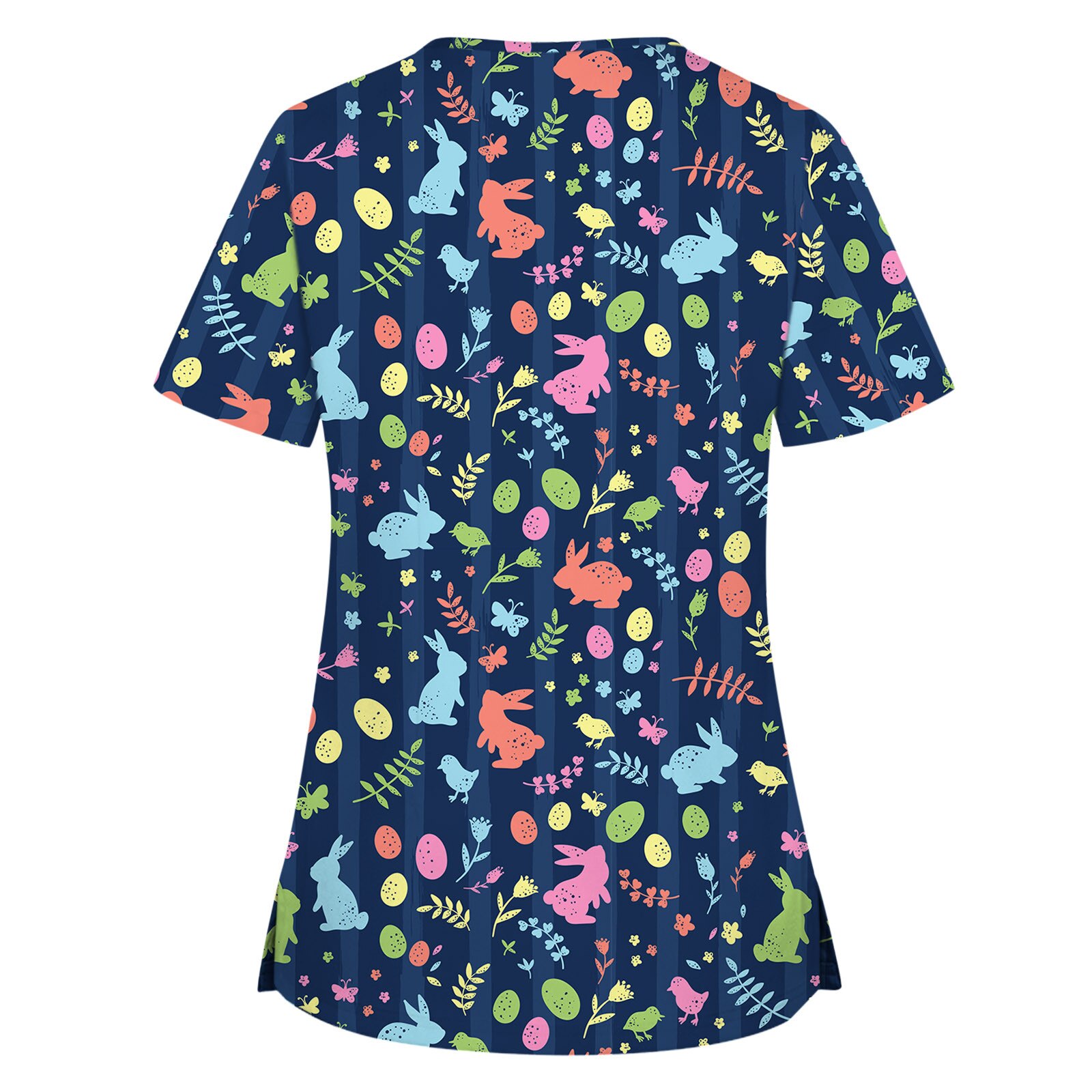 Femmes Clinique Blouse À Manches Courtes V-Cou Blouse Fleur Imprimé Travail Uniforme Blouse Salopette Vêtements Décontractés