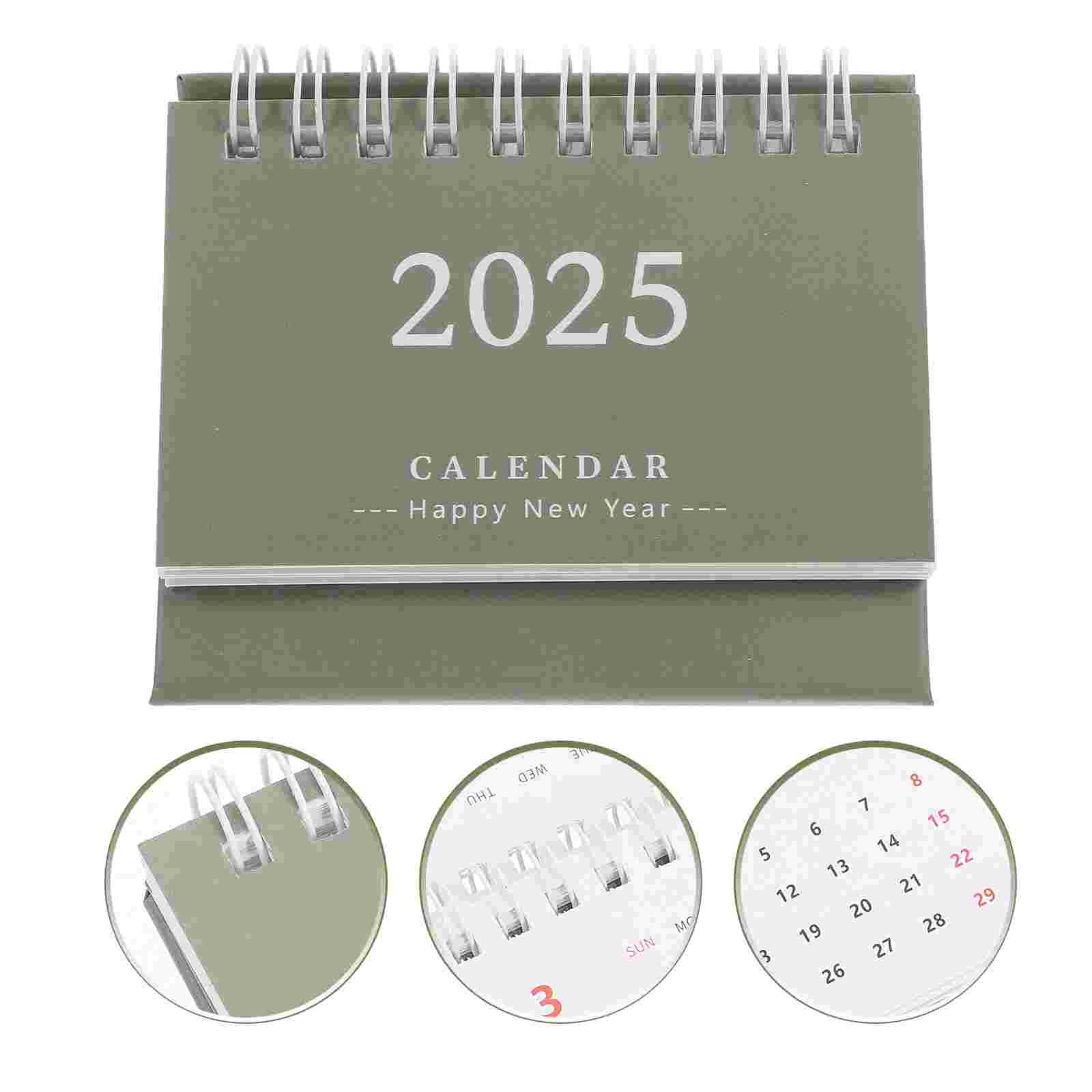 Mini-Tischkalender 2025, kleiner Standplaner, Notiz, täglicher Gebrauch, Monatsplan, Heimbürobedarf, Druckprodukte, dekorativ: Grün