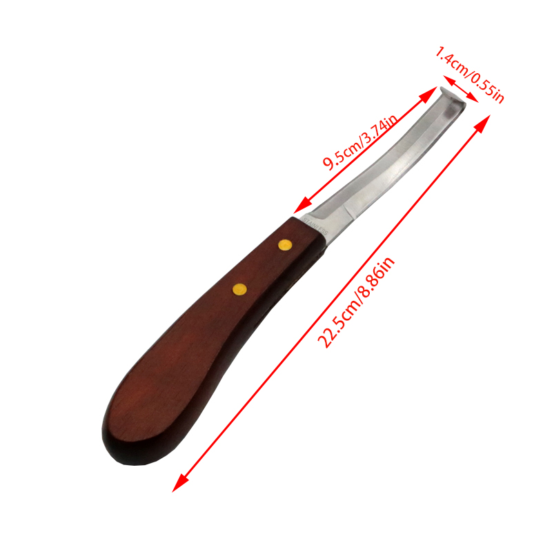 Couteau à sabot à boucle pour cheval, lame de tondeuse, mouton, bétail, cisailles à double tranchant, coupe-manche en bois, acier inoxydable, 2 pièces