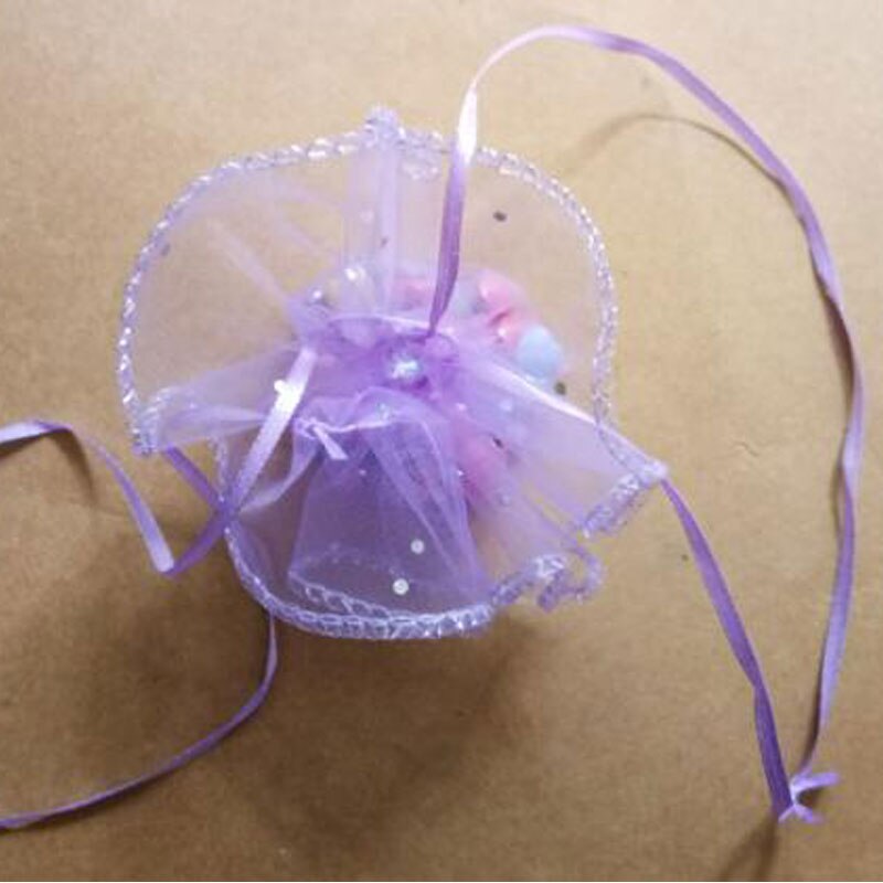 50pcs 26cm diameter gauze bag drawstring pouch wedding birthday Christmas candy bag display bag Round Organza bag