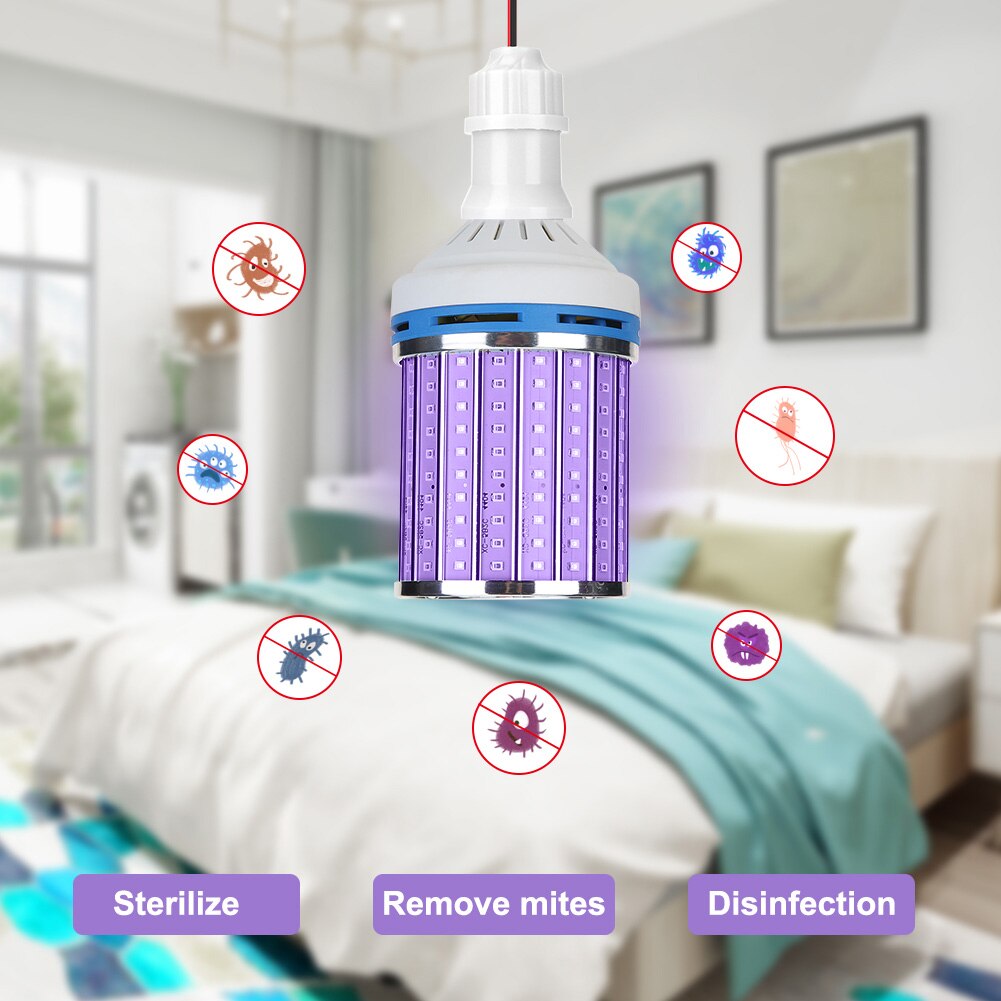 80W UV Germicidal Disinfection Lamp Remote Control Disinfection LED Light Bulb for Home Disinfection Sterilizing