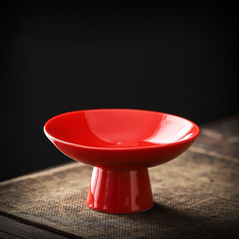 Japanese Ceramic Tea Tray Teaware Kung Fu Tea Set Snack Tray Fruit Tray Serving Tray Tea Ceremony Accessories: Bright red