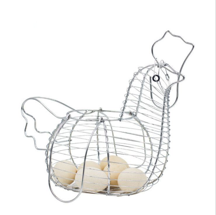 Panier à œufs de poulet en forme de poule, tout , grand fil métallique, rangement des œufs de cuisine